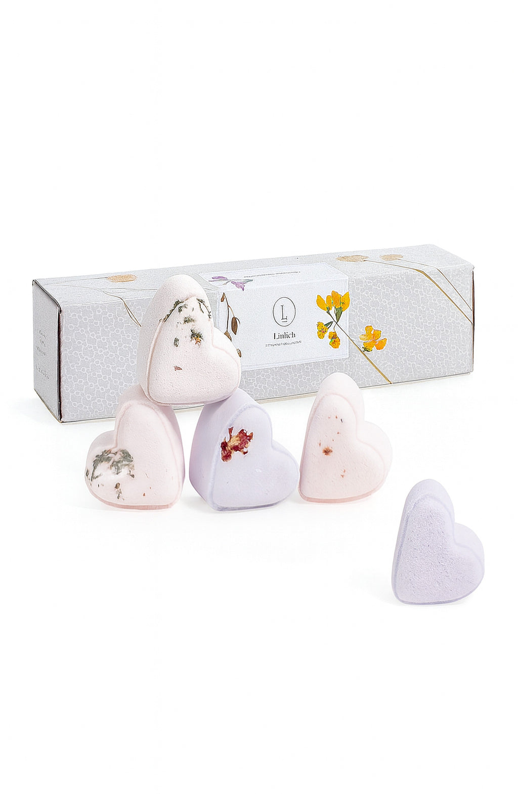 Lavender Heart Bath Bomb Gift Set – 5 Handmade Bath Bombs-1
