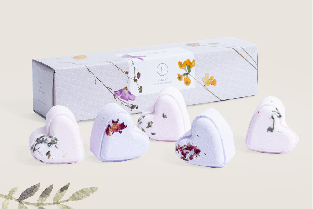Lavender Heart Bath Bomb Gift Set – 5 Handmade Bath Bombs-2